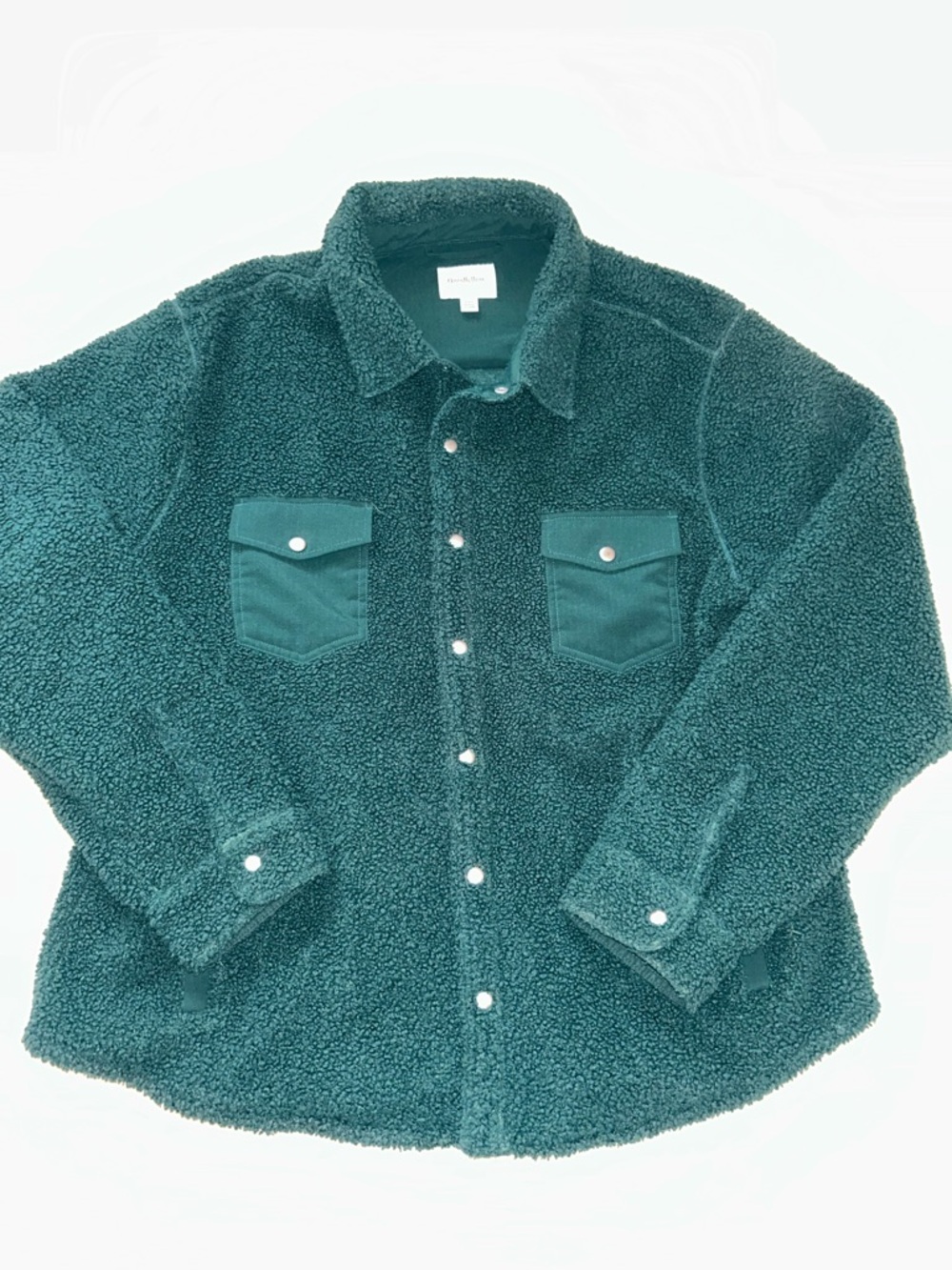Goodfellow Teddy Green Sherpa Button Up Shirt Shacket size Womens XXL